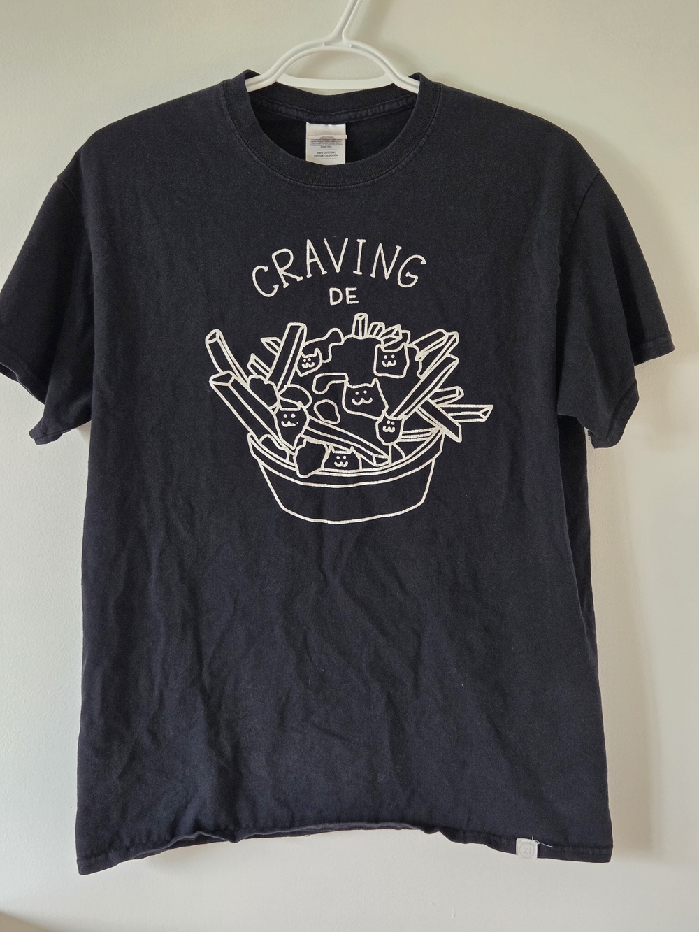2/15$ Poutine Craving Cat Fries Graphic T-Shirt Black Medium M